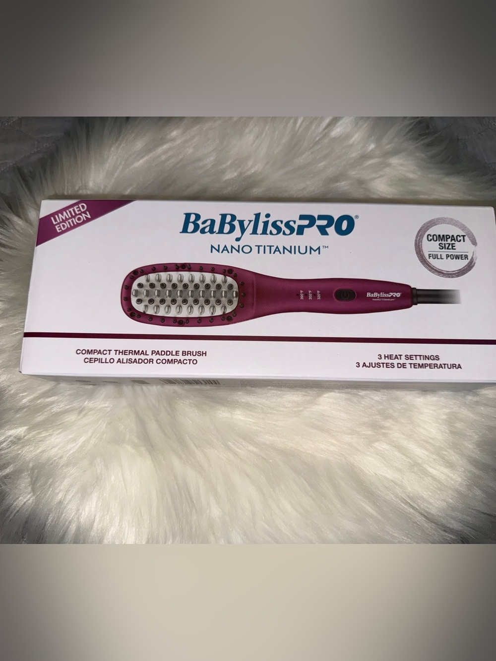 BaByliss Pro Nano Titanium Compact Thermal Paddle Brush, Limited Edition, Purple